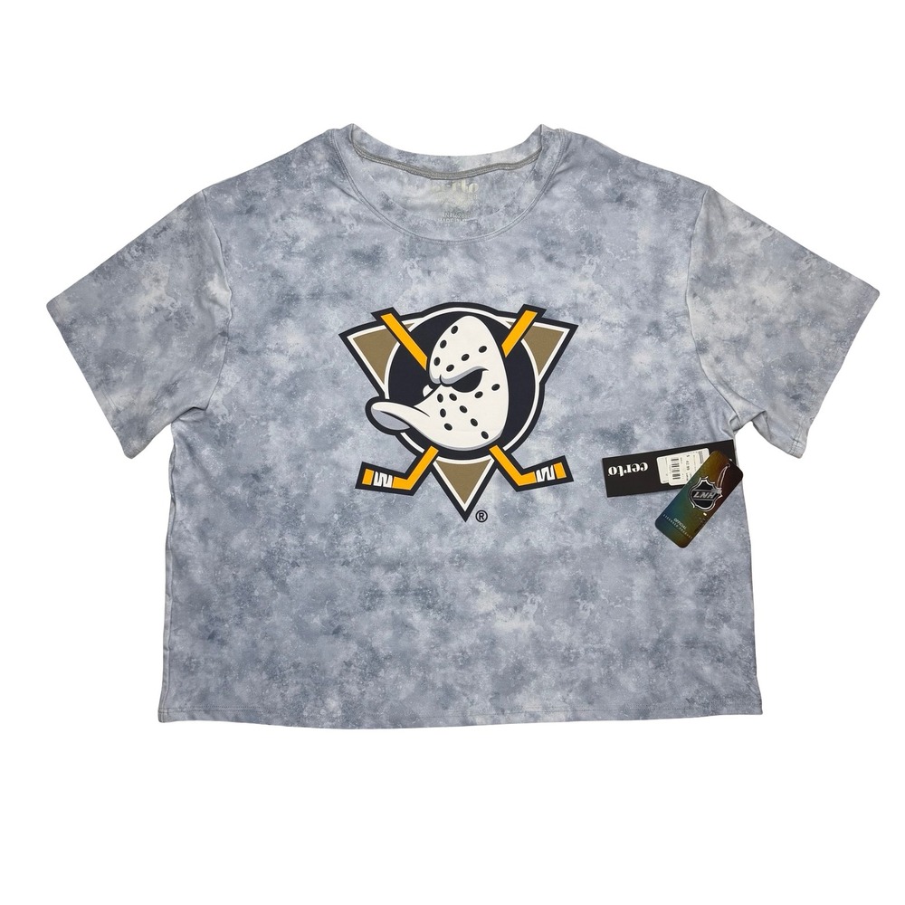 Anaheim Mighty Ducks - Certo hockey cropped cloudy shirt LARGE